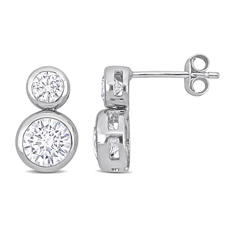 Bezel set top cubic zirconia earrings