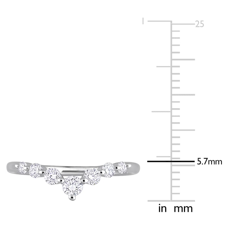 3/8 CT TGW Lab Grown Diamond Chevron Ring in Platinum Plated Sterling Silver