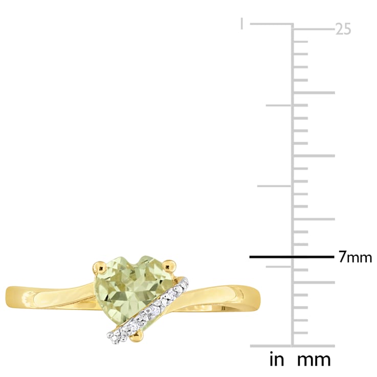 3/4 CT TGW Prasiolite and Diamond Accent Heart Wrap Ring in Yellow
Plated Sterling Silver