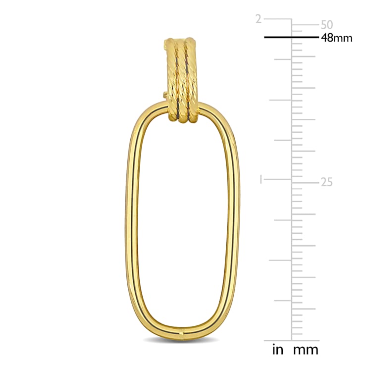 Open Huggie Hoop with Open Rectangular Drop Earrings in 10k Yellow Gold