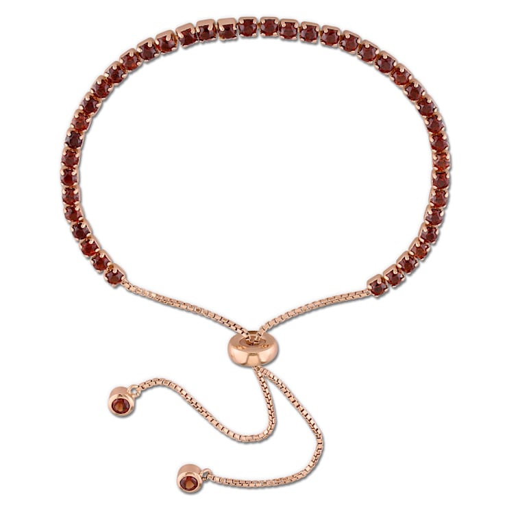 3 3/4ctw Garnet Tassel Bolo Bracelet in 18K Rose Gold Over Sterling Silver