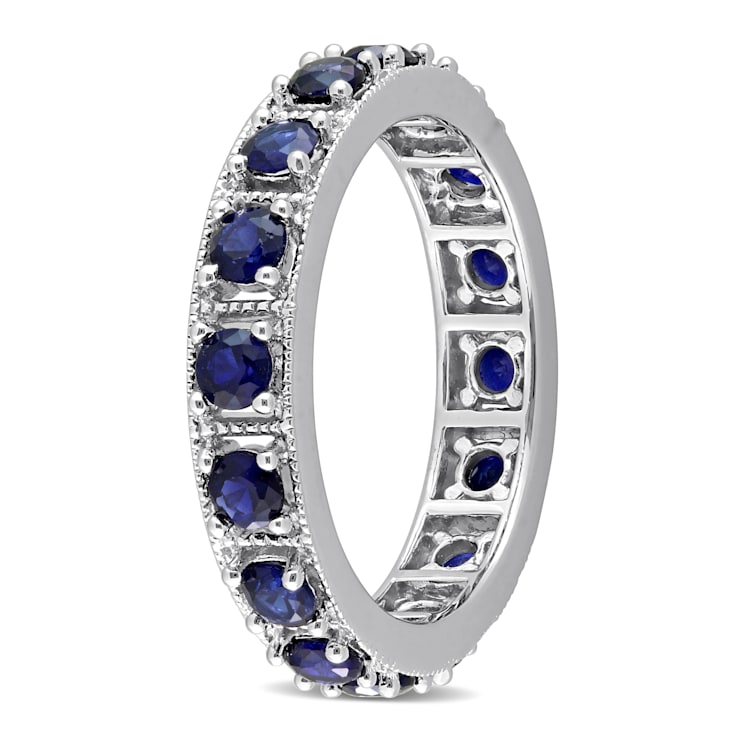 1 7/8 CT TGW Created Blue Sapphire Eternity Ring in Sterling Silver