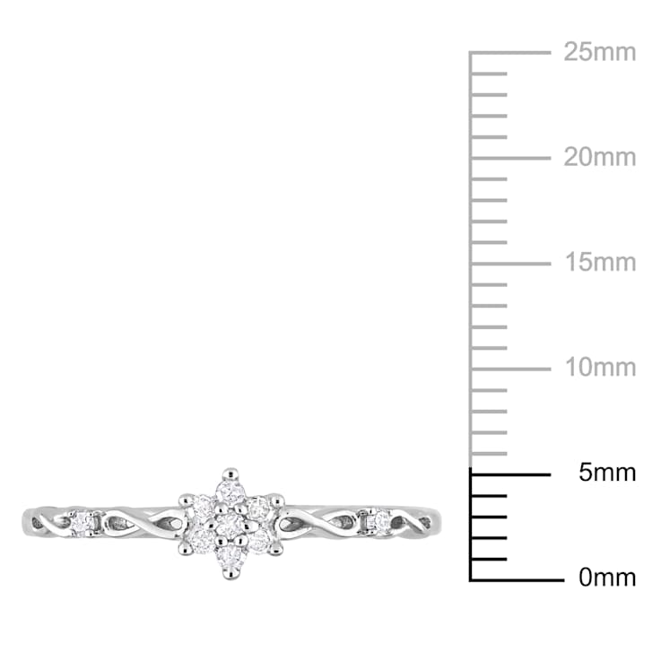 1/10 CT TW Diamond Floral Promise Ring in Sterling Silver