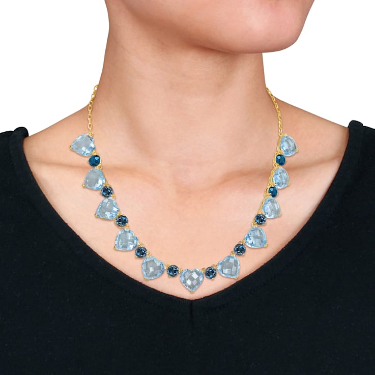 139 1/2 CT TGW Sky Blue Topaz and London Blue Topaz Necklace in Yellow
Plated Sterling Silver