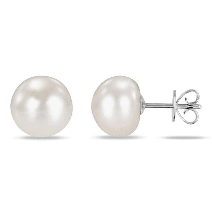 9-10MM Freshwater Cultured Pearl Stud Earrings in 14K White Gold