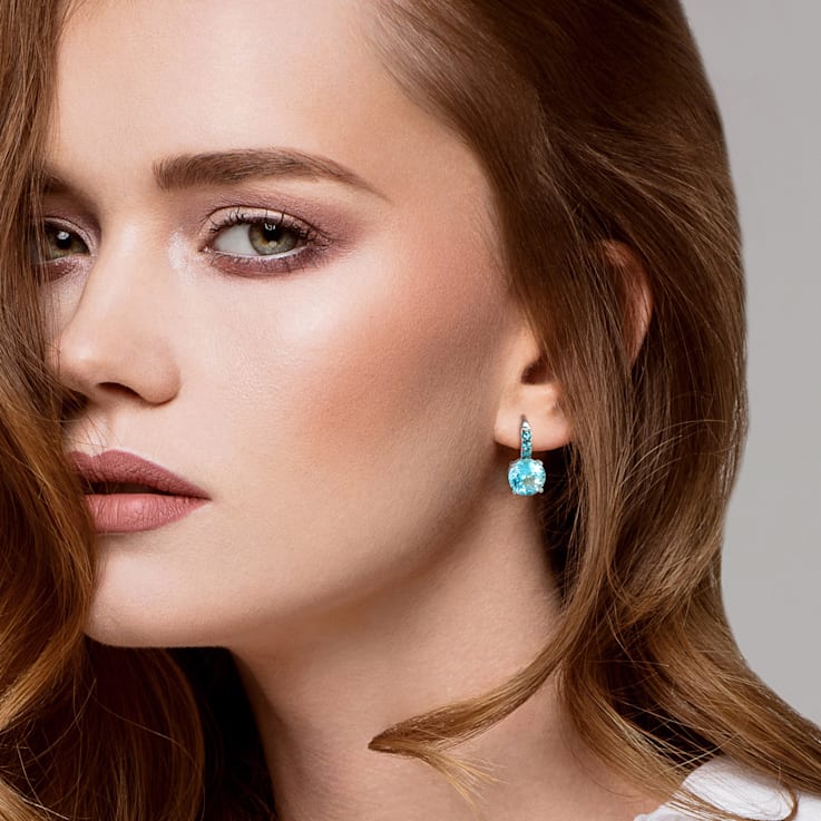 15-1/4ctw Sky Blue and London Blue Topaz Drop Earrings in Sterling Silver