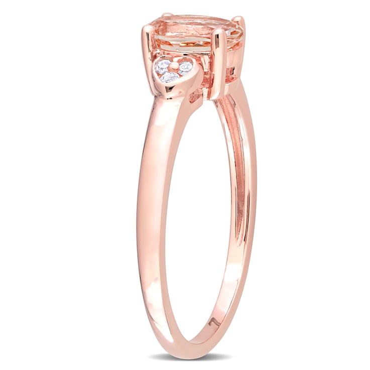 3/4 CTW Morganite and Diamond Accent Ring in Rose Plated Sterling Silver