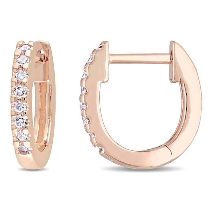 1/10 CT TW Diamond Hoop Earrings in 10k Rose Gold