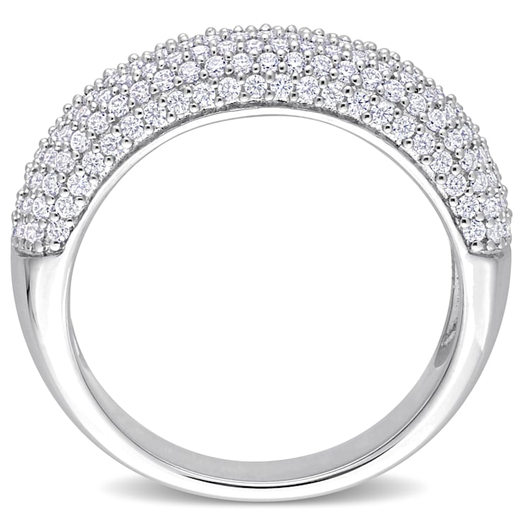 4/5 CT TGW Created Moissanite Semi-Eternity Ring in Sterling Silver