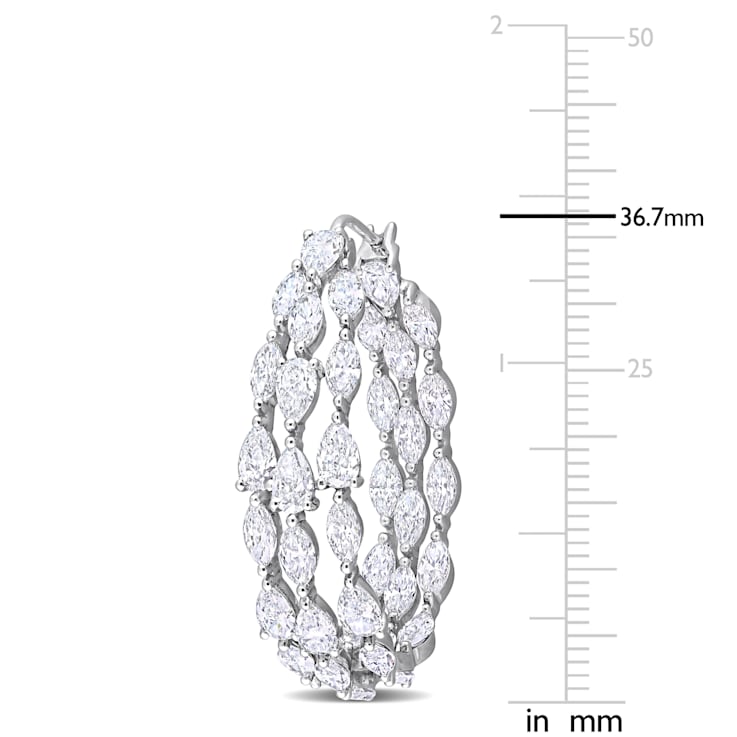11 1/10 CT TGW Lab Grown Diamond Triple Row Hoop Earrings in 14K White Gold