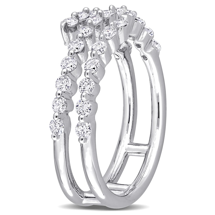 5/8 CT TGW Lab Grown Diamond Coil Ring in Platinum Plated Sterling Silver