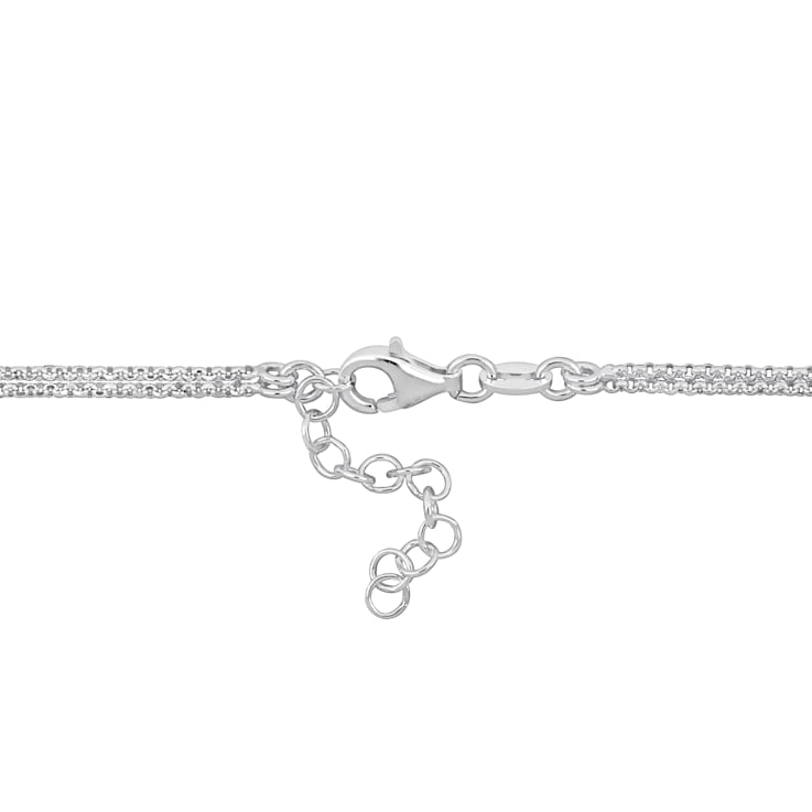 Infinity and Heart Charm Double Strand Necklace in 2-Tone Sterling Silver