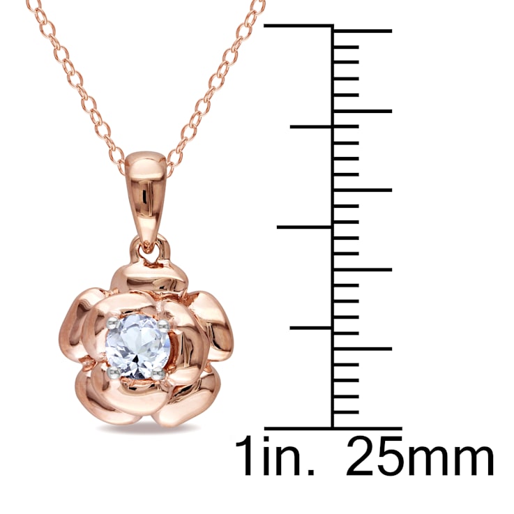 1/3 CT TGW Created White Sapphire Floral Pendant with Chain in Rose
Plated Sterling Silver