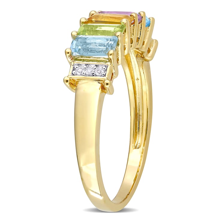 1 1/4 CTW Multi-Gemstone Ring in Yellow Plated Sterling Silver