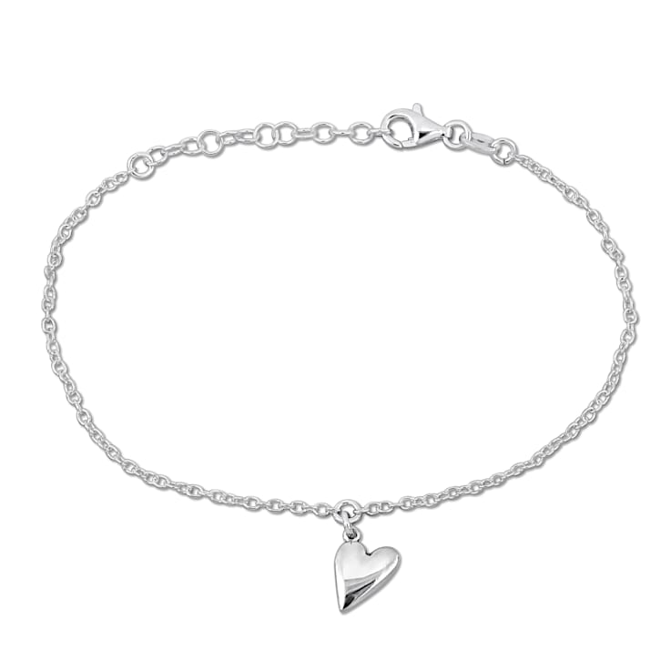 Heart Charm Bracelet in Sterling Silver