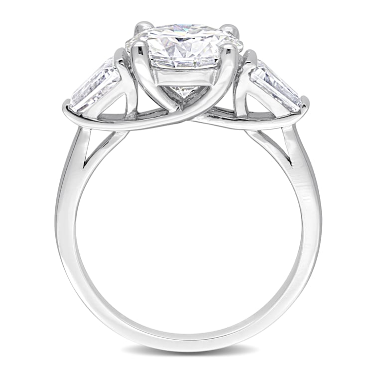 3 CT TGW Created Moissanite 3-Stone Ring in Sterling Silver
