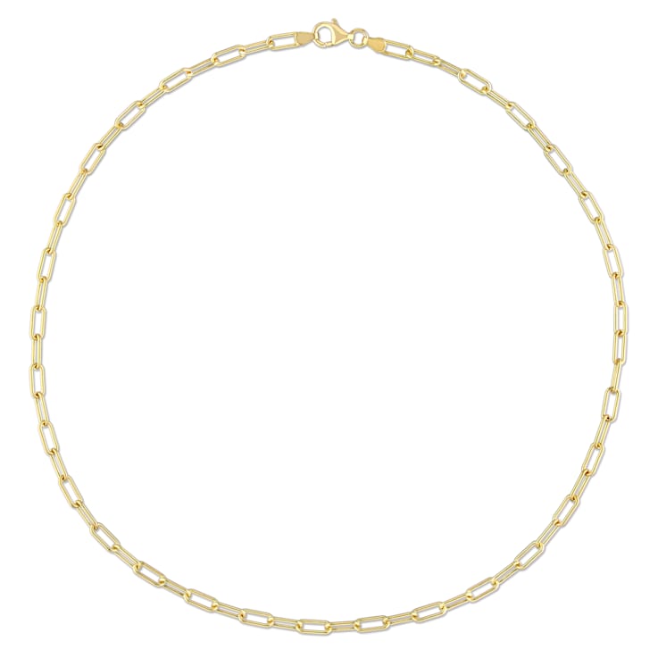 Paperclip Chain Necklace in 18k Yellow Gold Over Sterling Silver