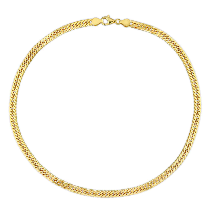 5.5MM Double Curb Link Chain Necklace in Yellow Plated Sterling Silver