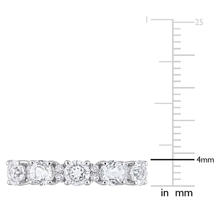 1 5/5 CTW White Topaz Anniversary Style Band Ring in Sterling Silver