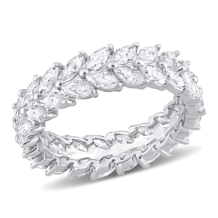 4 1/5 CT DEW Created Moissanite Eternity Band in Sterling Silver