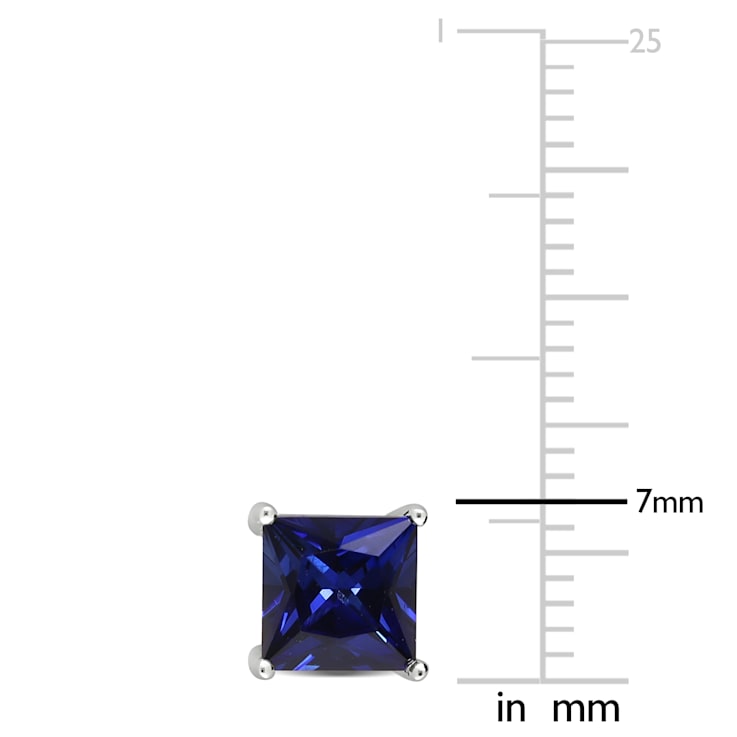 2 5/8 CT TGW Created Blue Sapphire Stud Earrings in Sterling Silver