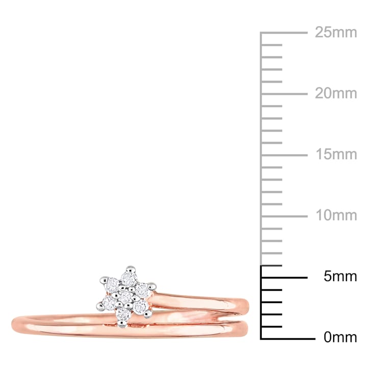 Diamond Accent Floral Promise Ring in 18K Rose Gold Over Sterling Silver