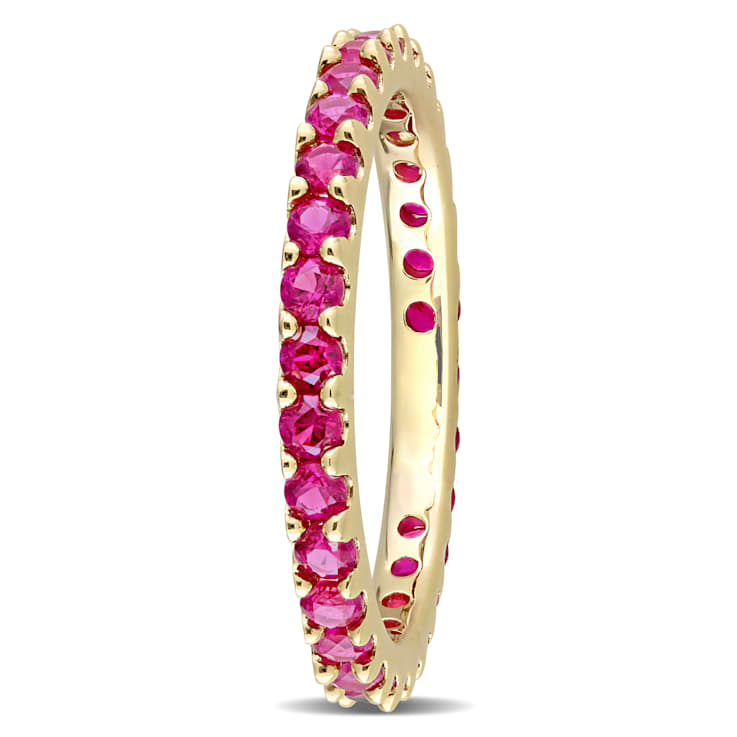 1 1/2 CT TGW Created Ruby Eternity Ring in 10K Yellow Gold