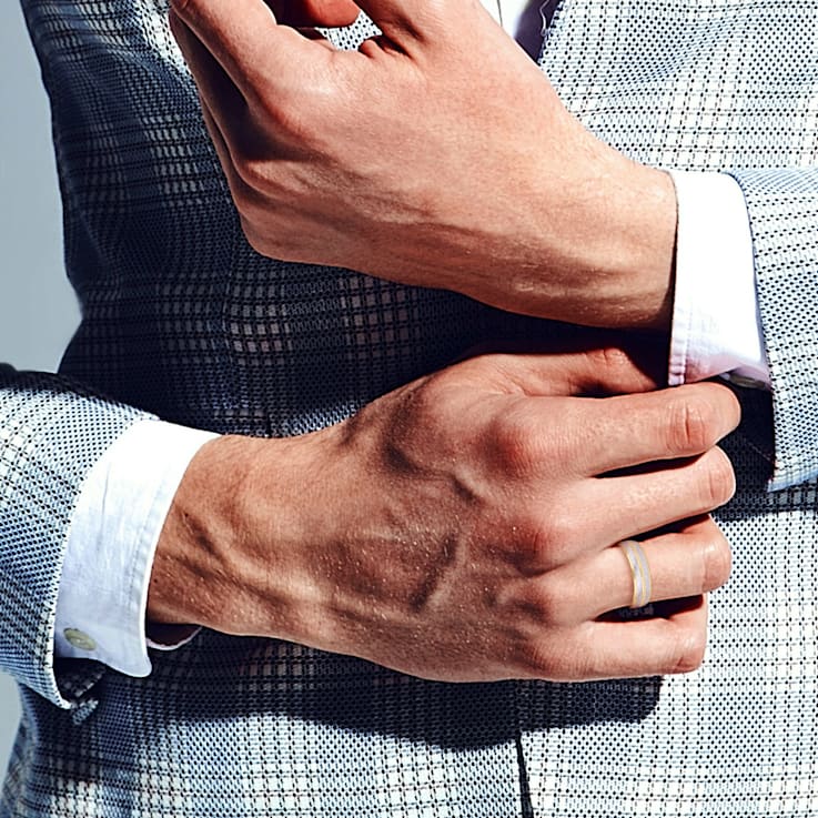 Men's 6mm Double Row Wedding Band in 14K 2-Tone Gold