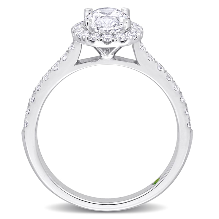 1 1/2 CT TGW Lab Grown Diamond with Tsavorite Accent Halo Engagement
Ring in 14K White Gold