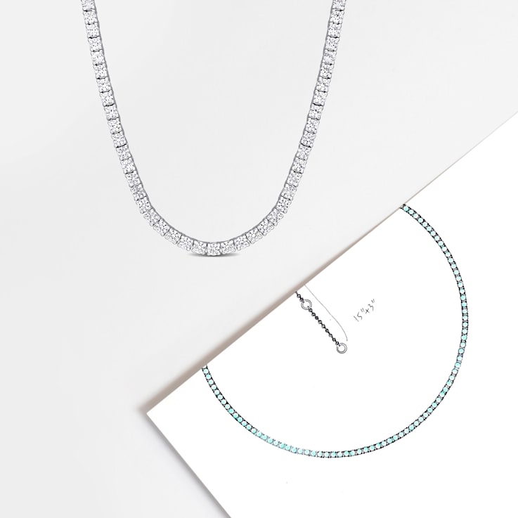 11 1/3 CT TGW Created White Sapphire Tennis Necklace in Sterling Silver