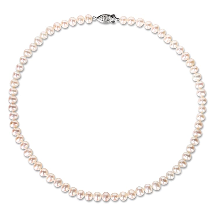 6-7MM Freshwater Cultured Pearl Bracelet, Necklace, and Earrings Set in Brass