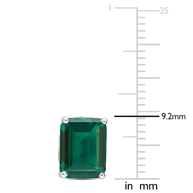 4 5/8 CT TGW Octagon Created Emerald Stud Earrings in Sterling Silver