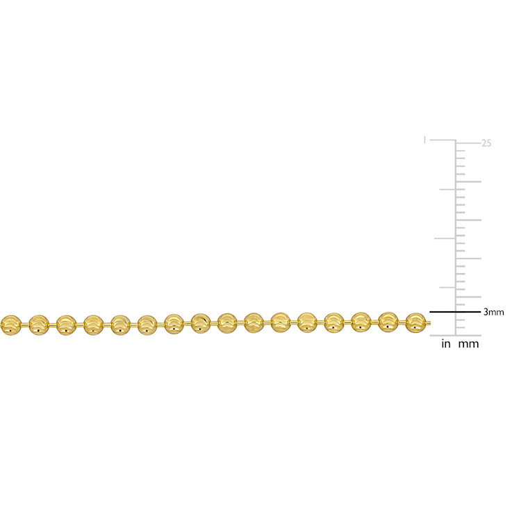 3mm Diamond Cut Ball Chain Necklace in 10k Yellow Gold, 18 in