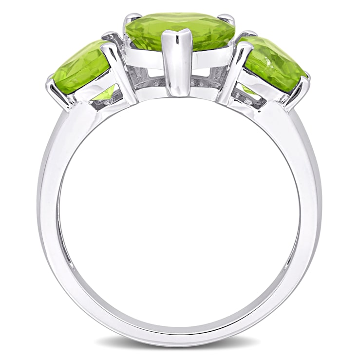 3 1/3 CT TGW Peridot 3-Stone Heart Ring in Sterling Silver