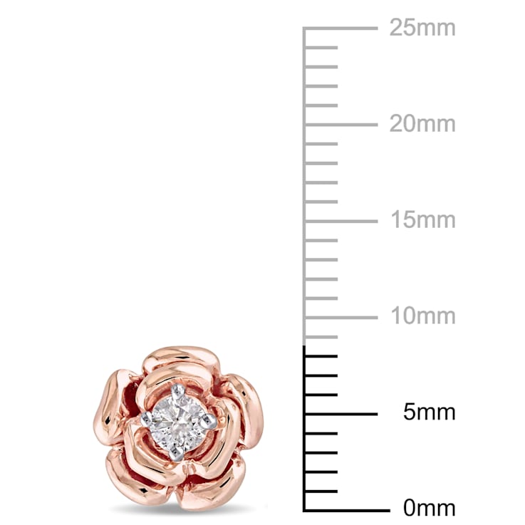 1/5 CT TW Diamond Floral Stud Earrings in 10k Rose Gold