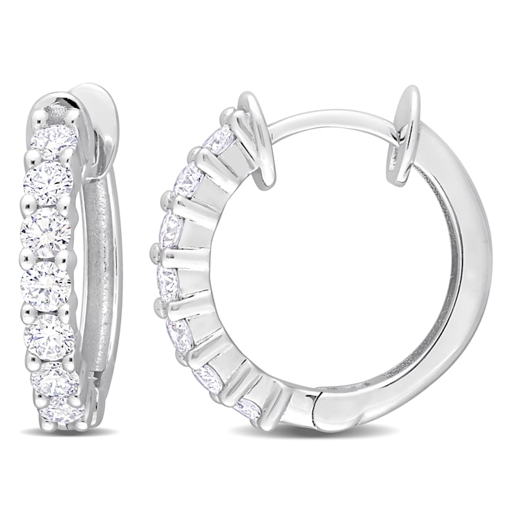 3/4 CT TW Diamond Hoop Earrings in 14K White Gold