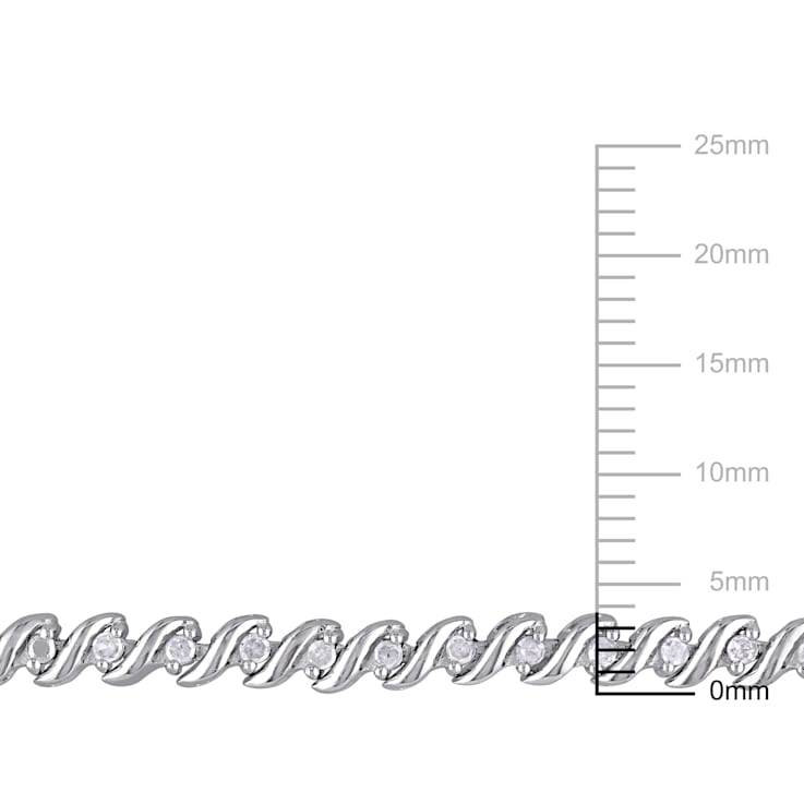1/2 CT TW Diamond S-Shape Tennis Bracelet in Sterling Silver