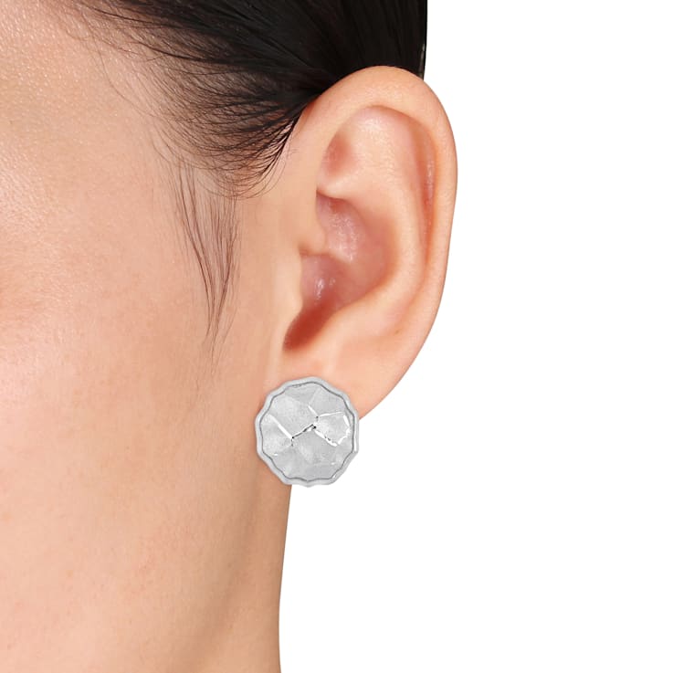 21MM Hammered Disc Earrings in Sterling Silver