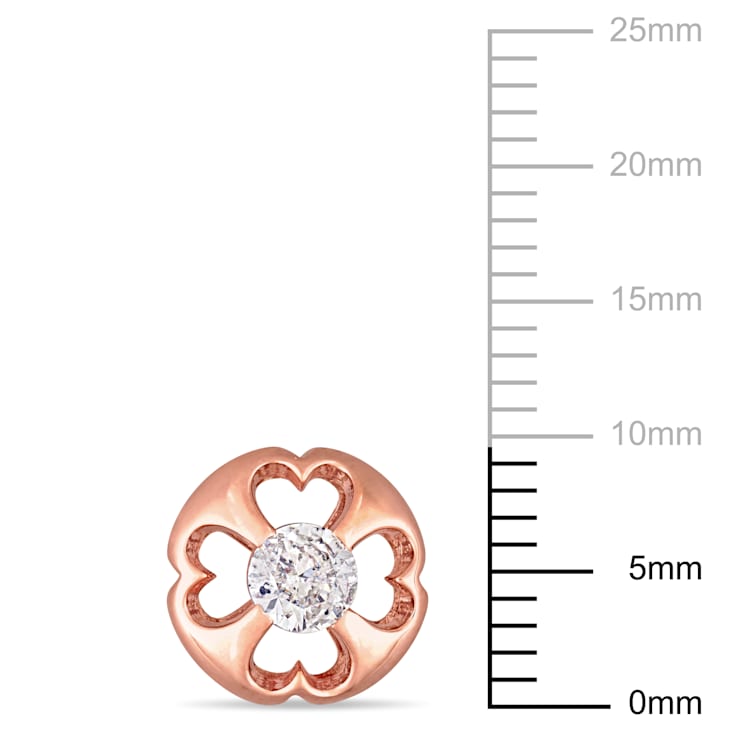 1/2 CT TW Diamond Clover Circular Post Stud Earrings in 10k Rose Gold