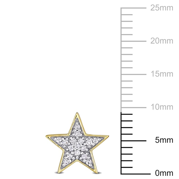 1/10 CT TDW Diamond Star Stud Earrings in 10k Yellow Gold