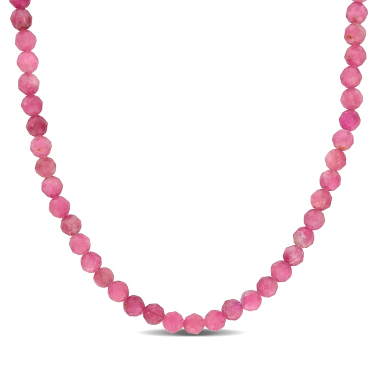 17 CT TGW Pink Tourmaline Beaded Necklace with Rose Plated Sterling
Silver Clasp