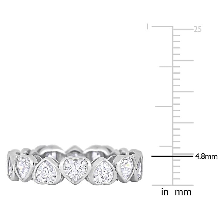 4 CT TGW Cubic Zirconia Heart Eternity Ring in Sterling Silver