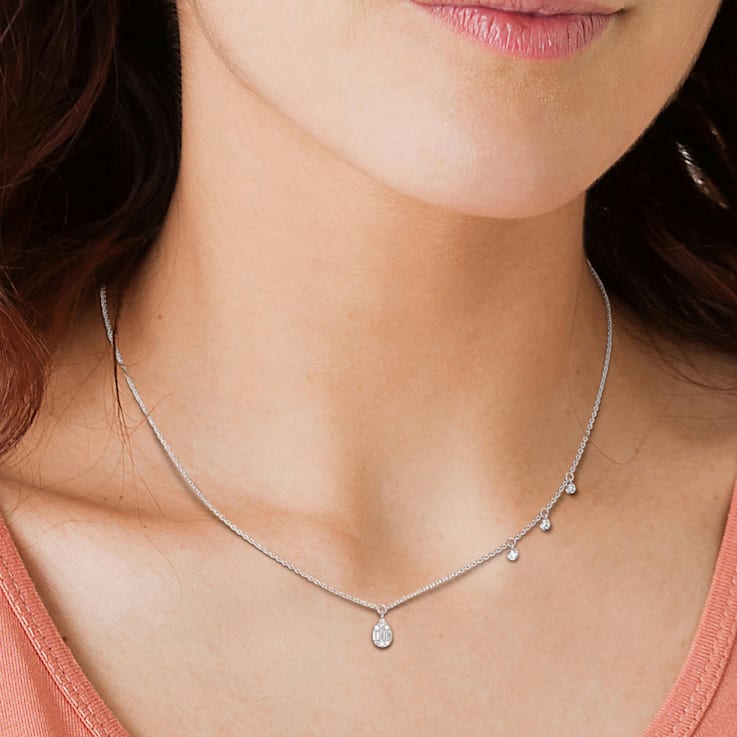 1/5 CT TW Diamond Dangle Necklace in 14K White Gold