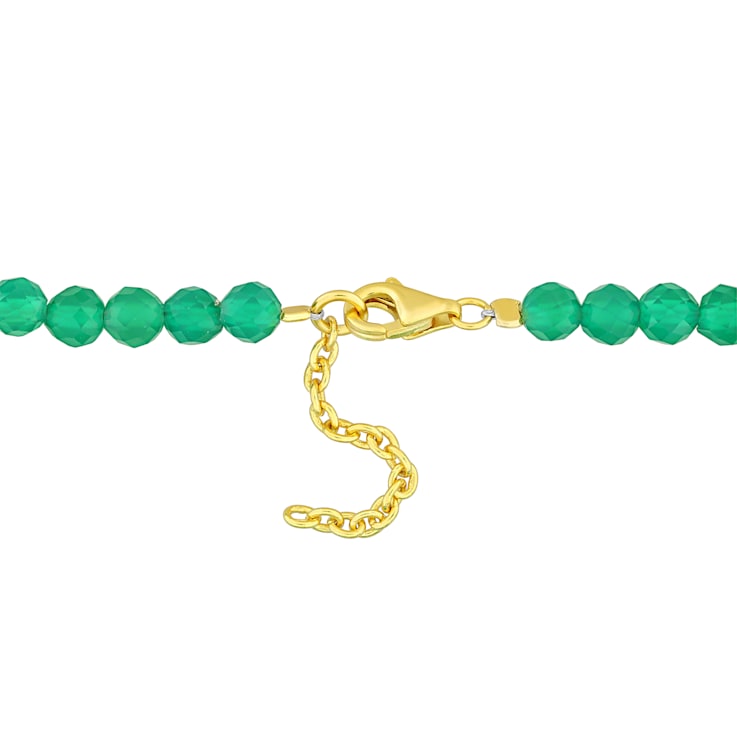 6 1/2 CT TGW Green Onyx Beaded Bracelet with Yellow Plated Sterling
Silver Clasp