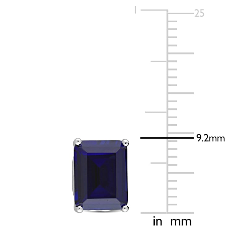 5 7/8 CT TGW Octagon Created Blue Sapphire Stud Earrings in Sterling Silver