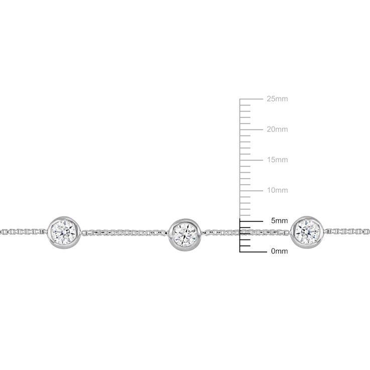 1 1/4 CT DEW Created Moissanite Station Bolo Bracelet in Sterling Silver