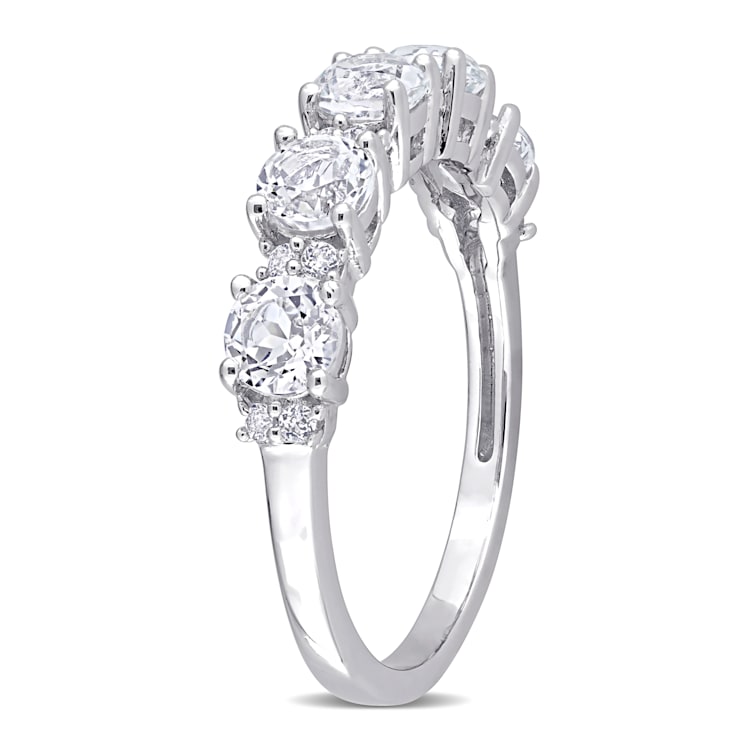 1 5/5 CTW White Topaz Anniversary Style Band Ring in Sterling Silver