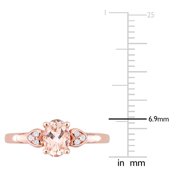 3/4 CTW Morganite and Diamond Accent Ring in Rose Plated Sterling Silver