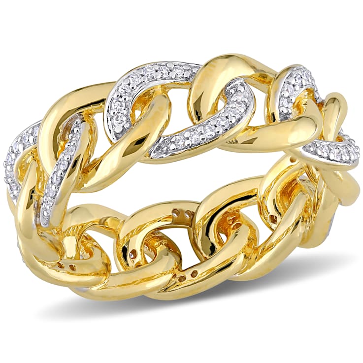 1/4ctw Diamond Link Ring in 18K Yellow Gold Over Sterling Silver