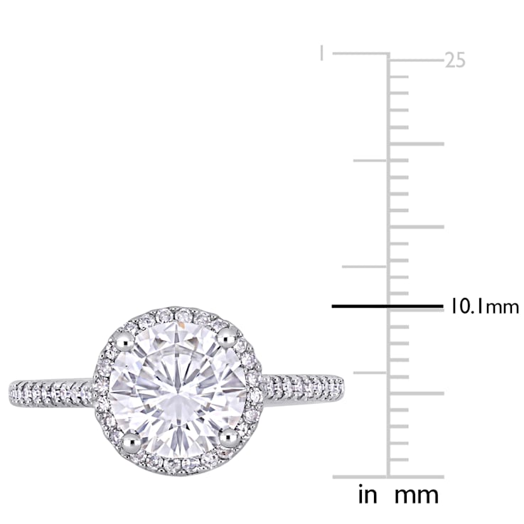 2 CT DEW Created Moissanite and 1/4 CT TW Diamond Engagement Ring in 14K
White Gold